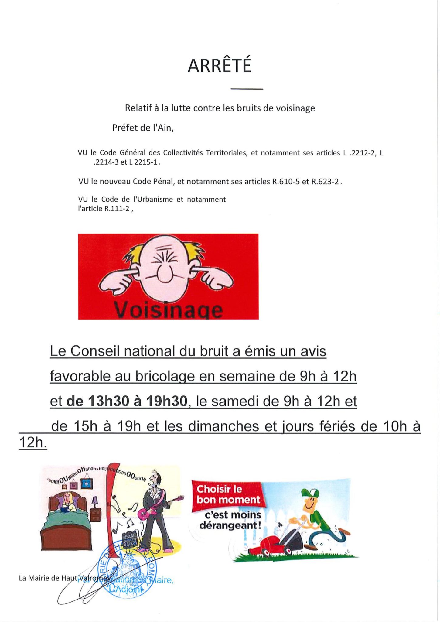 Arrêté : lutte contre les bruits de voisinage – Haut Valromey