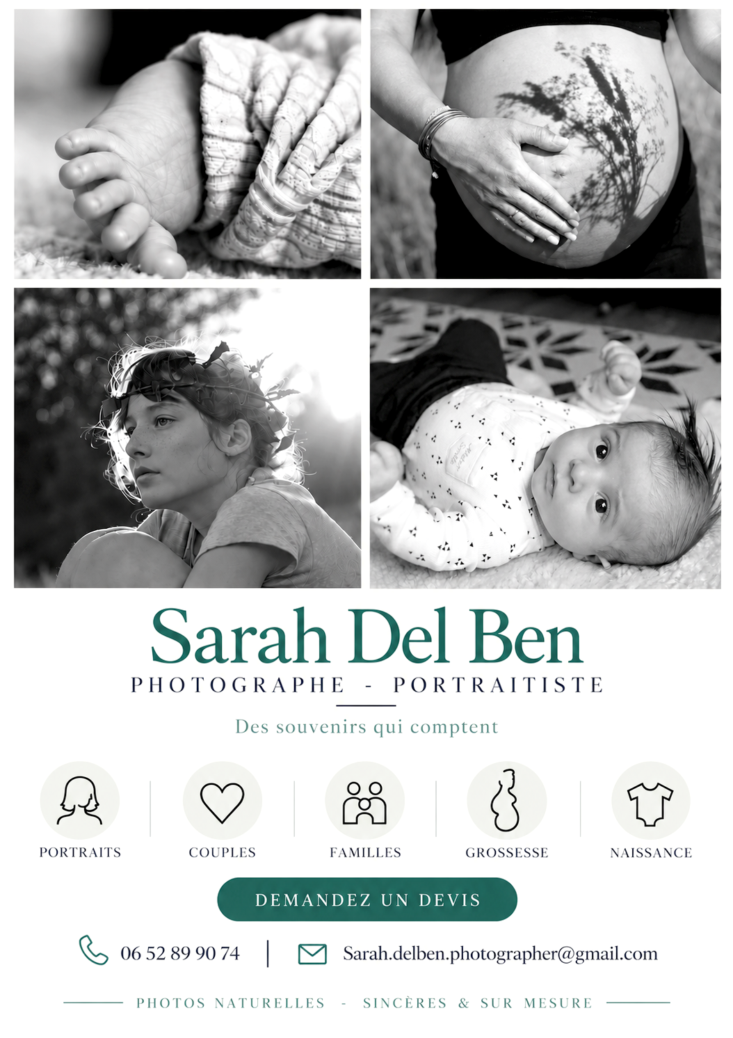 AFFICHE SARAH DEL BEN _ PHOTOGRAPHE PORTRAITISTE